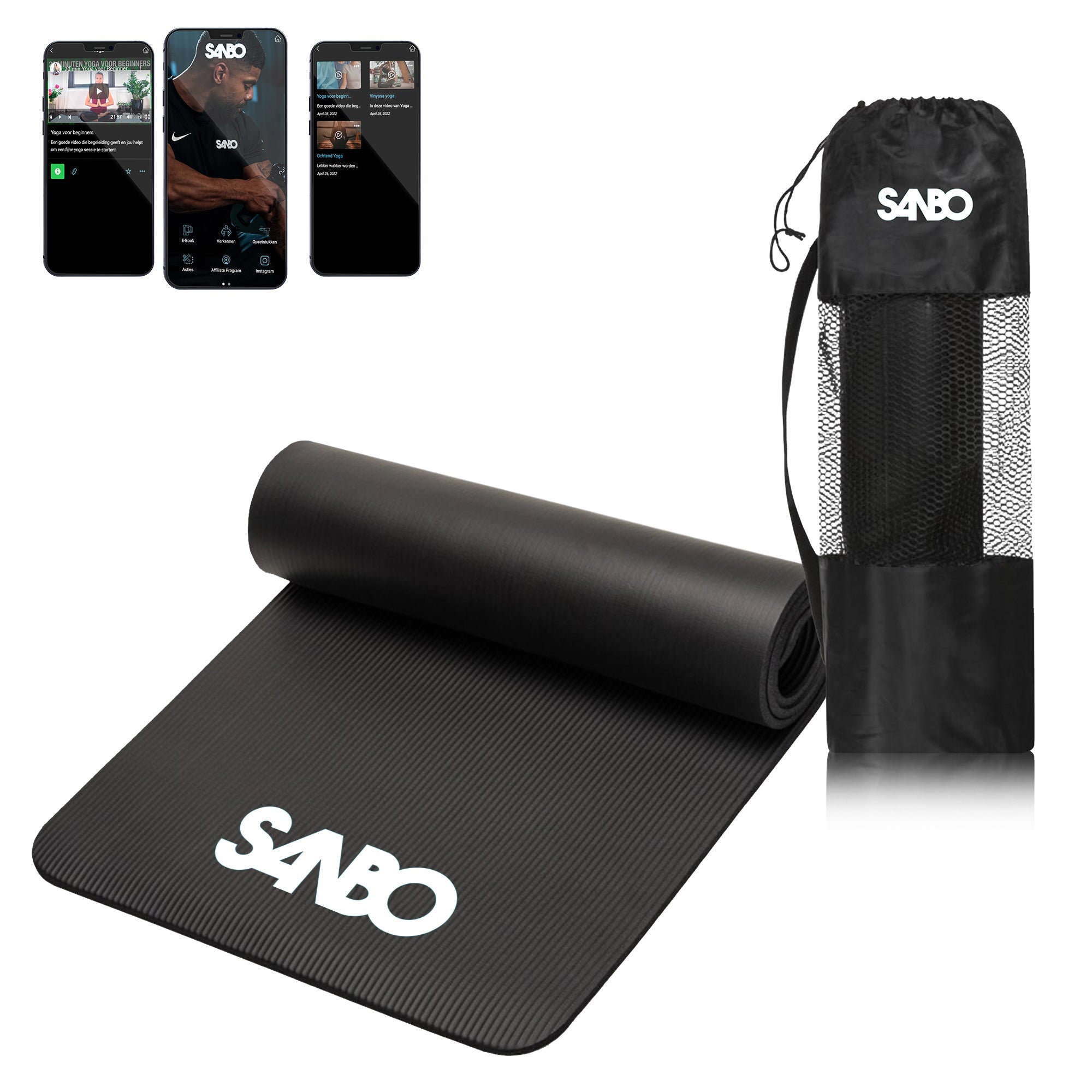 Impasse Amfibisch Vooruitzien Sanbo Yoga Mat - Incl. Luxe Draagtas - Incl. App Met Uitleg - 183 x 61