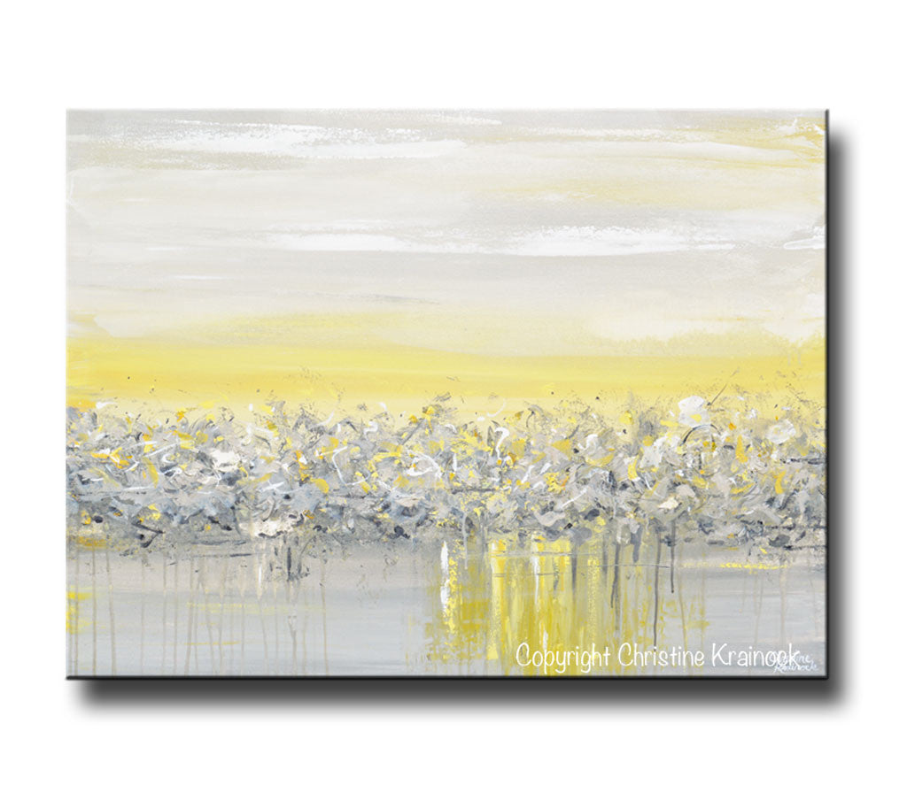 Giclee Print Art Yellow Grey Abstract Painting Modern Coastal Wall Art Contemporary Art By Christine