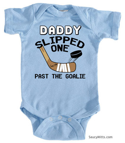 Bodysuits One Piece Suits Daddy Slipped One Past The Goalie Hockey Baby Bodysuit Infant One Piece Or Toddler T Shirt Clothing Accessories Heiber Com My