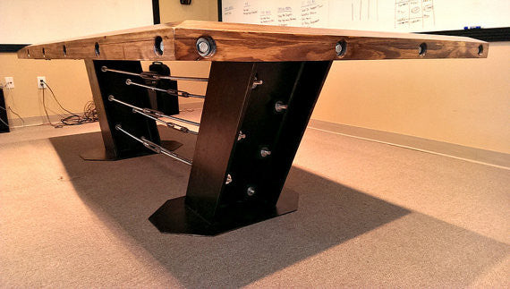 Steel Beam Reclaimed Wood Boardroom Table Industrial Evolution