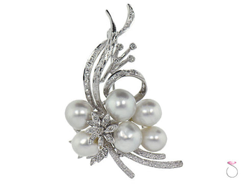 Edwardian White Pearls 18K Brooch