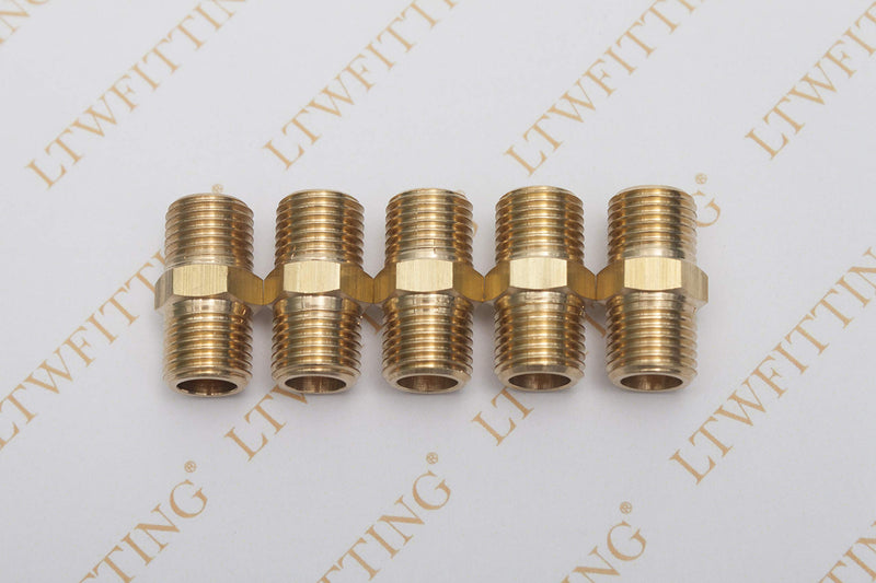 Ltwfitting Lead Free Brass Pipe Hex Nipple Fitting 14 Male Npt Air Fuel Waterpack Of 5 