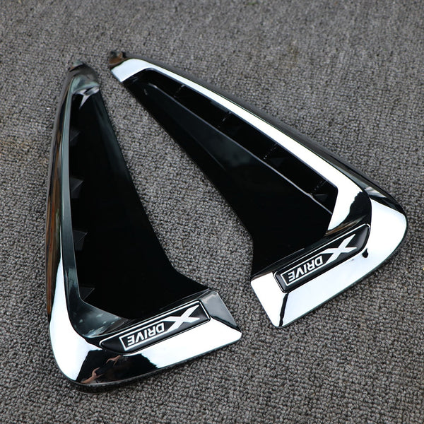 XQauto Shark Gills Side Decoration Fender Vent Trim 2pcs for BMW Xdrive Logo Emblem X5 F15 X5M F85 2014-2018 Matte 