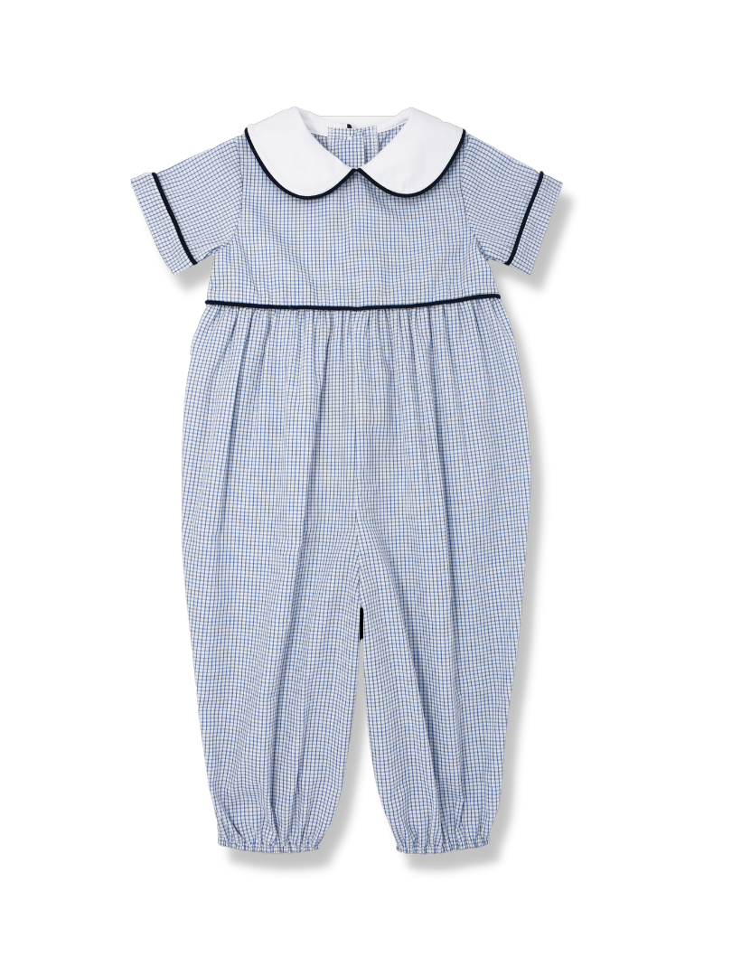 Rover Romper - Blue Windowpane (6M, 9M)