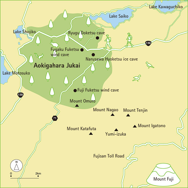 map of aokigahara suicide forest japan
