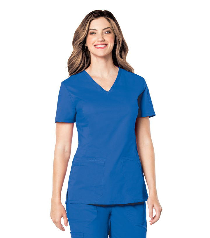 Landau Women's V-Neck Top With Top Load Pocket