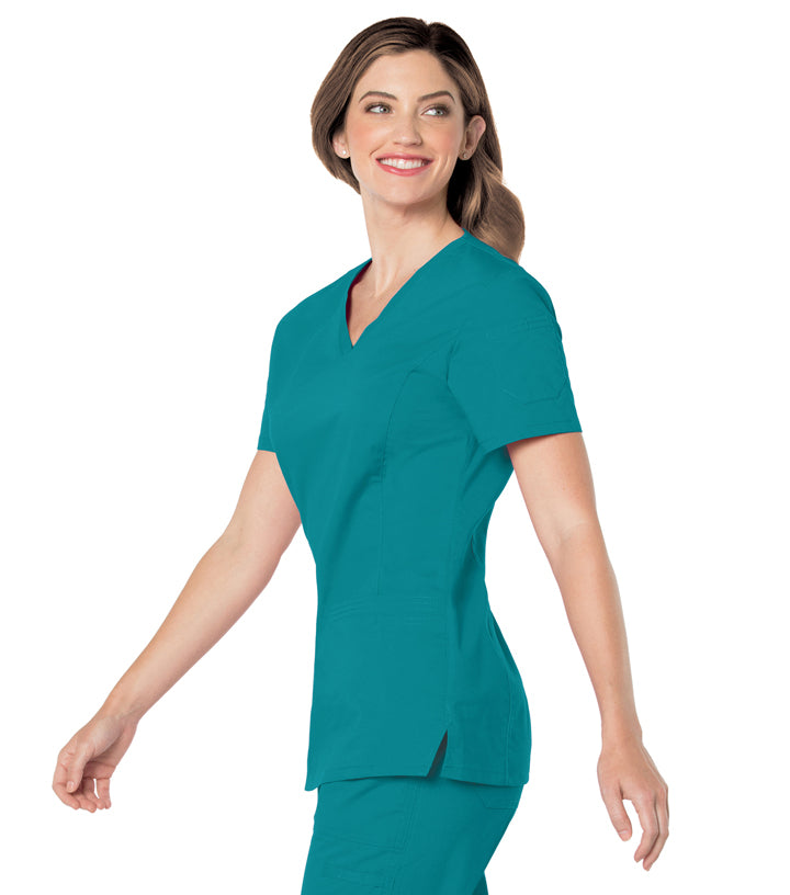 Landau Women's V-Neck Top With Top Load Pocket