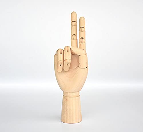 Mano derecha de 7 pulgadas Akozon Modelo de Mano de Madera con Dedos Flexibles Modelo de Maniqui de Mano Derecha Articulado de Madera Regalo Arte Alternativos 
