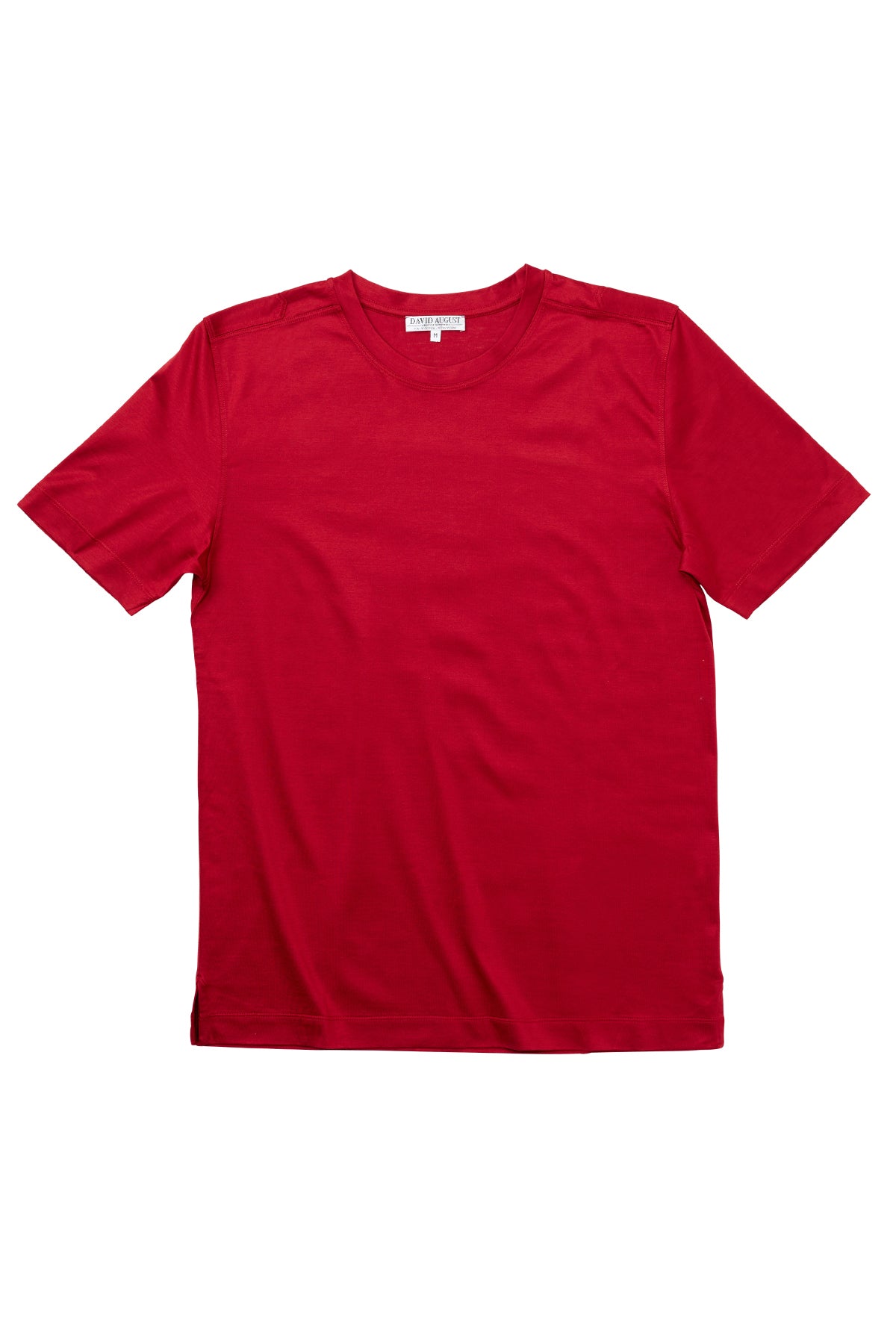 red crew neck shirt