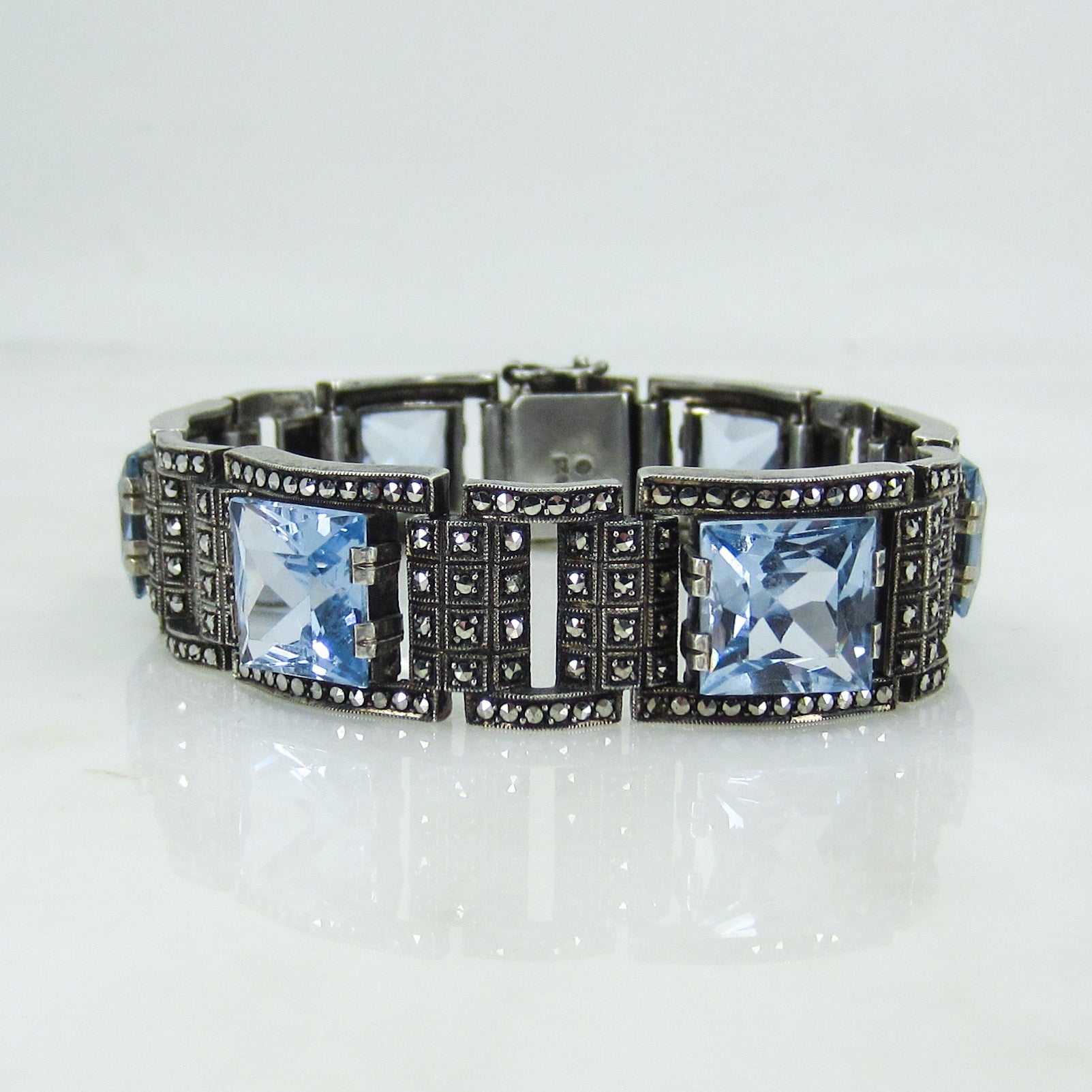 SOLD-Art Deco Theodor Fahrner Syn Blue Spinel and Marcasite