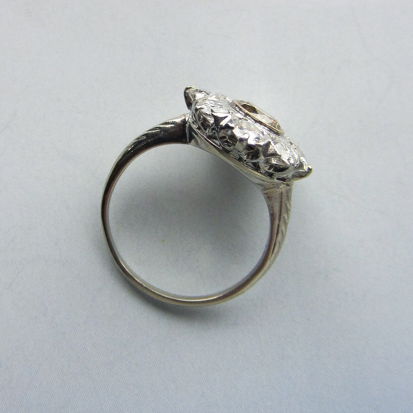 SOLD--Art Deco Old Cut Diamond 1.85ctw Cluster Ring 14k c. 1940