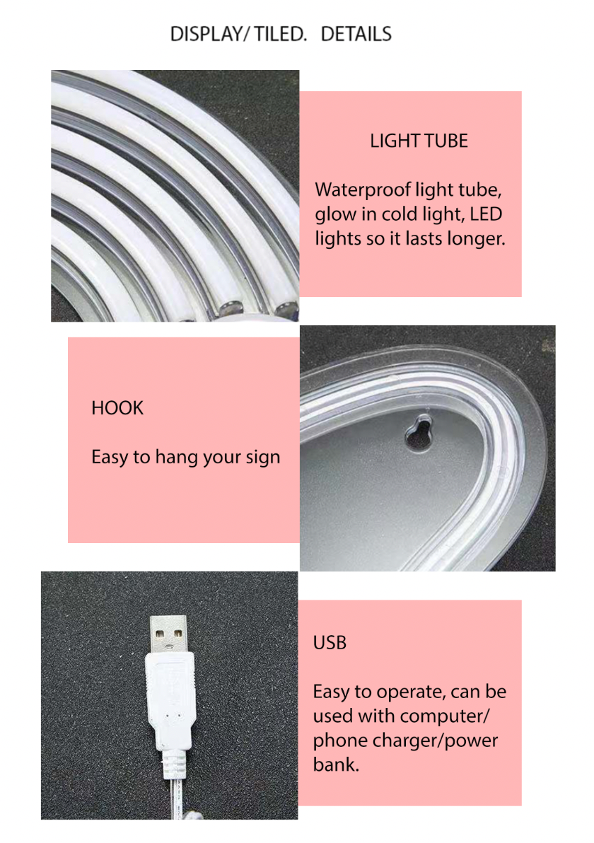 Ice cream neon lamp 5v USB cable 29cm