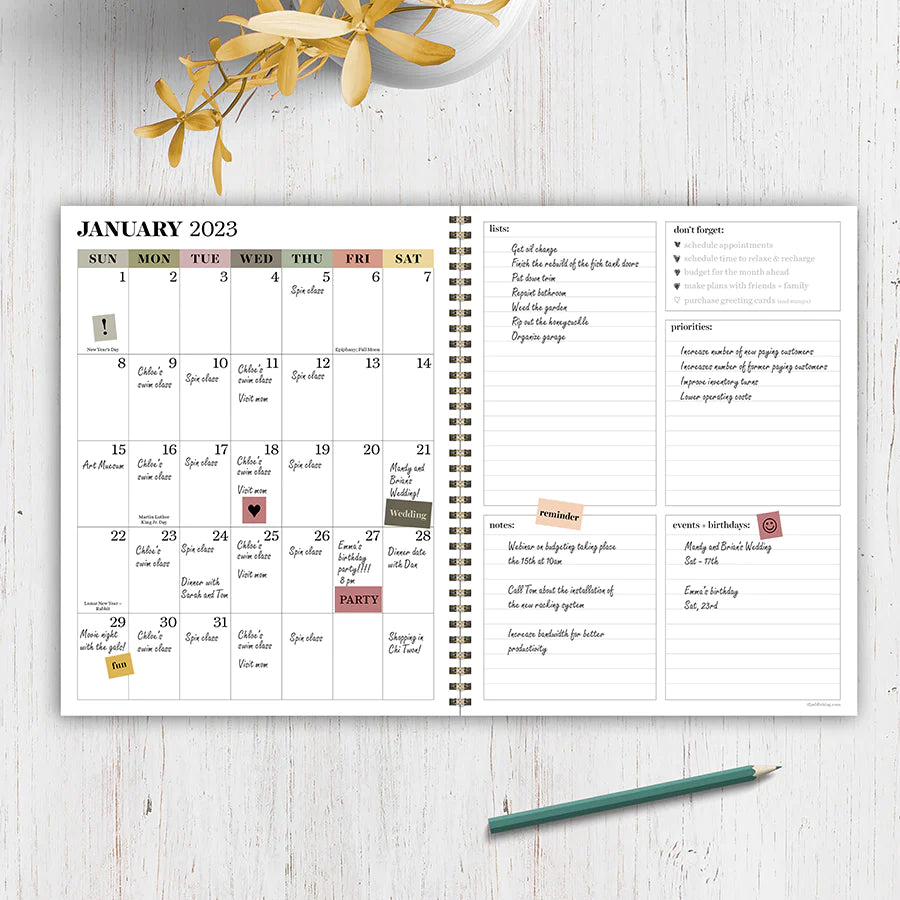 2023 Large Daily Weekly Monthly Planner | Colors of the Season