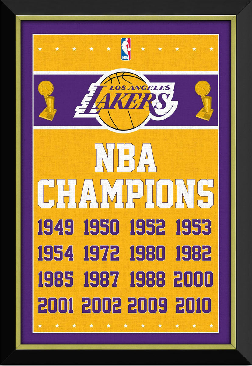 Los Angeles Lakers NBA Championships Framed Banner Franklin Mint