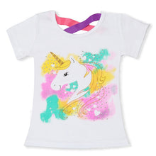 Load image into Gallery viewer, Girls Unicorn T-shirt Children Short Sleeves White Tees Kids Cotton Tops For Girls Clothes 3-8Y
