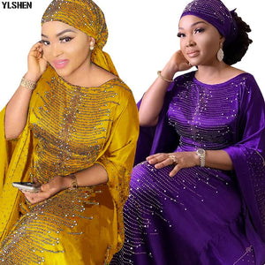 5 Colors African Dresses for Women Plus Size Dashiki Diamond Beads African Clothes Abaya Dubai Muslim Dress Robe Africa Dress - London Design Fashion & Accessories