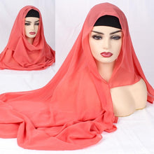 Load image into Gallery viewer, Chiffon Double Loop Instant hijab muslim women Shawl Islamic ready to wear hijabs 75*180cm - London Design Fashion &amp; Accessories
