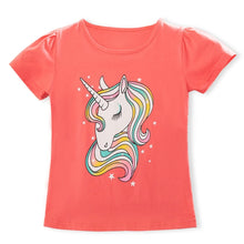 Load image into Gallery viewer, Girls Unicorn T-shirt Children Short Sleeves White Tees Kids Cotton Tops For Girls Clothes 3-8Y
