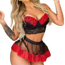 Load image into Gallery viewer, Women Sexy-Lingerie Nightwear Dress see through sleeveless sexy lace transparent Babydoll G-string Underwear Lace Bra Set - London Design Fashion &amp; Accessories
