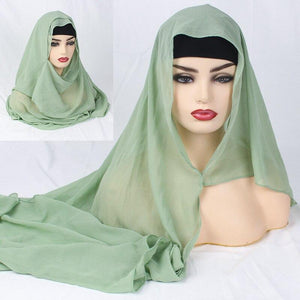 Chiffon Double Loop Instant hijab muslim women Shawl Islamic ready to wear hijabs 75*180cm - London Design Fashion & Accessories