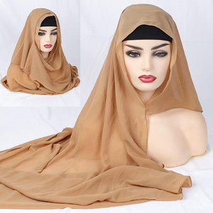 Chiffon Double Loop Instant hijab muslim women Shawl Islamic ready to wear hijabs 75*180cm - London Design Fashion & Accessories