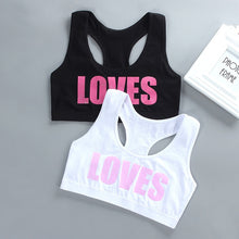 Load image into Gallery viewer, Girl Racerback Cotton Sport Training Bra Letter Print Solid Color Wide Strap Underwear Bralette Seamless Layered Crop Top

