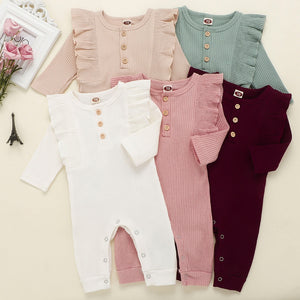 Baby Spring Summer Clothing Newborn Baby Girl Boy Ribbed Clothes Knitted Cotton Romper Baby Jumpsuit Solid Girls Outfits