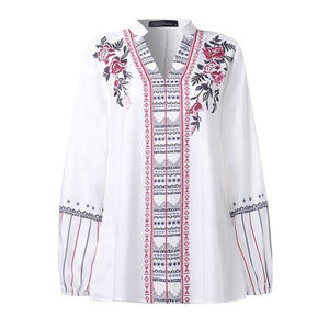 ZANZEA Fashion Printed Tops Women's Autumn Blouse Bohemian V Neck Long Sleeve Shirts Female Casual Loose Blusas Plus Size