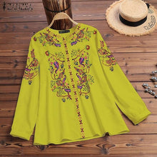 Load image into Gallery viewer, ZANZEA Fashion Printed Tops Women&#39;s Autumn Blouse Bohemian V Neck Long Sleeve Shirts Female Casual Loose Blusas Plus Size
