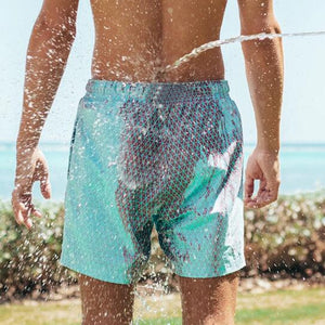 Magic Color Changing Swim Shorts Men Quick Dry Water Hot Discoloration Surfing Board Shorts Swimwear Trunks Beach Bathing Suit