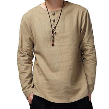 Load image into Gallery viewer, Men Spring Casual Solid Color Long Sleeve Cotton Loose Pullover Shirt
