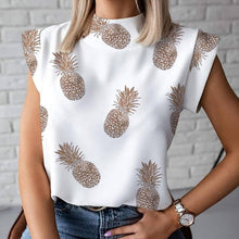 Load image into Gallery viewer, Lips Print Women Blouse Shirt Summer Casual Stand Neck Pullover Elegant Women Tops Ladies Fashion Blouse Short Sleeve Blusa
