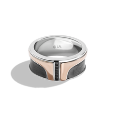 BOBA FETT™ MEN'S RING Black Diamond Accent, Sterling Silver with Black Rhodium and 10k Rose Gold