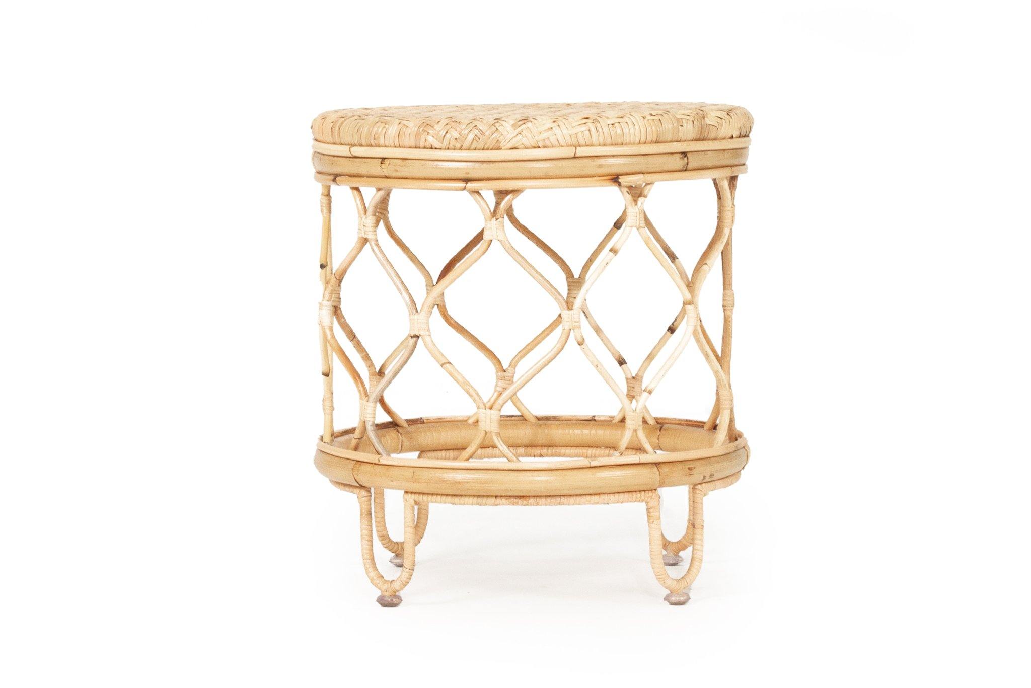 rattan wrapped stool