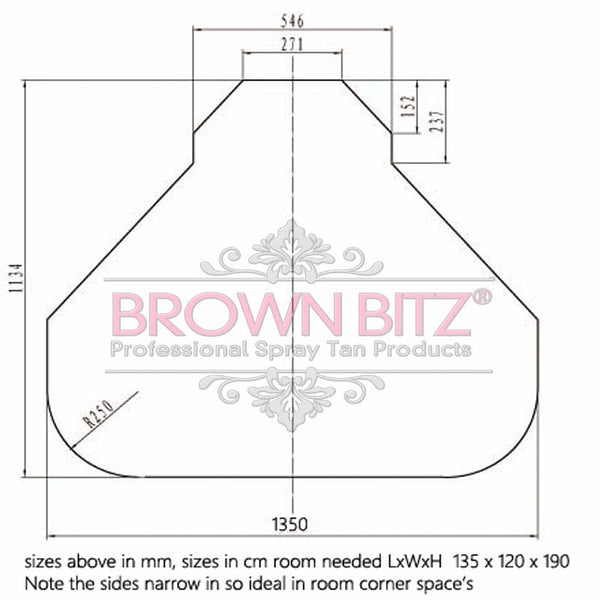 Spray tan booth sizes