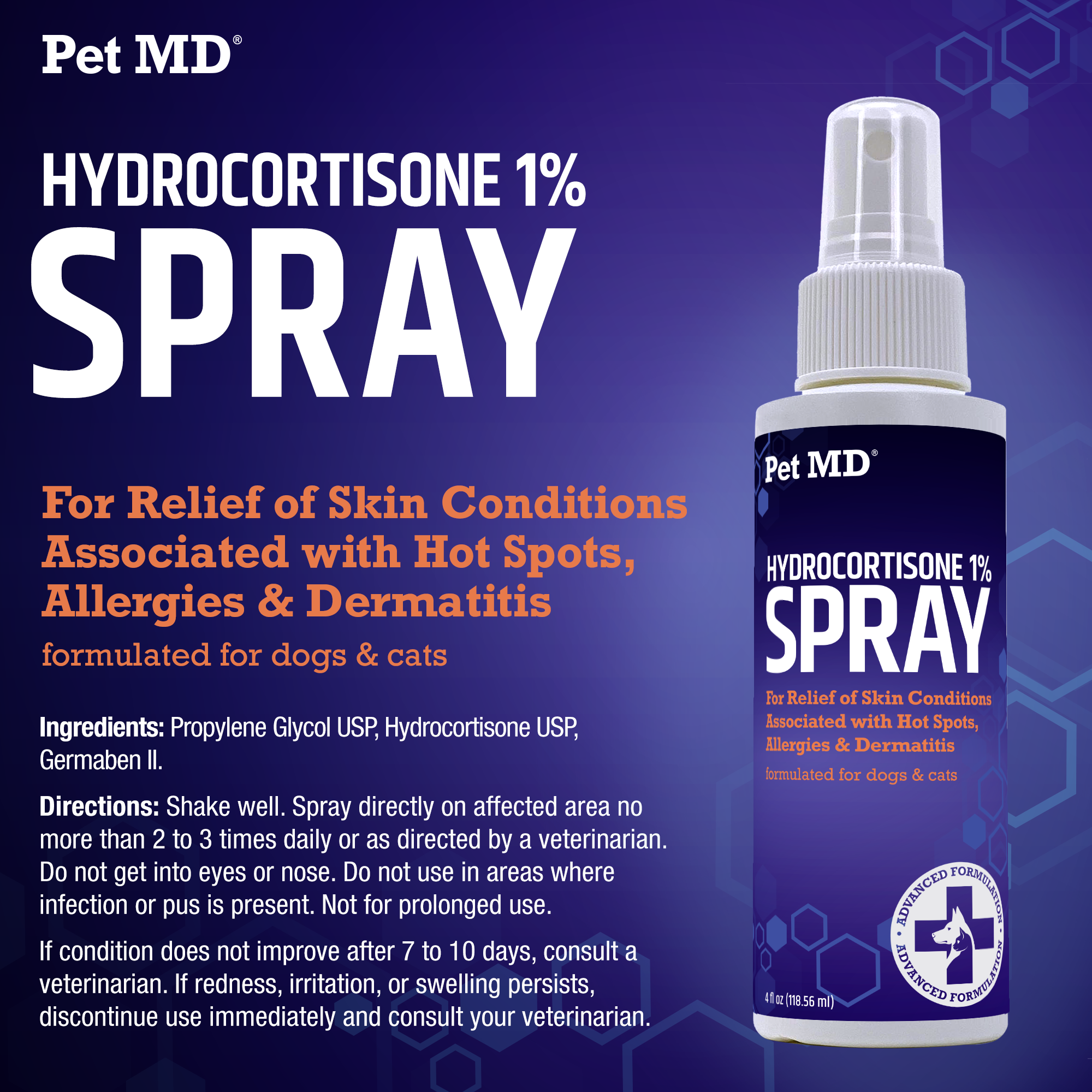 Hydrocortisone Quick Relief Spray for Dogs, Cats & Horses - 4 oz – Pet