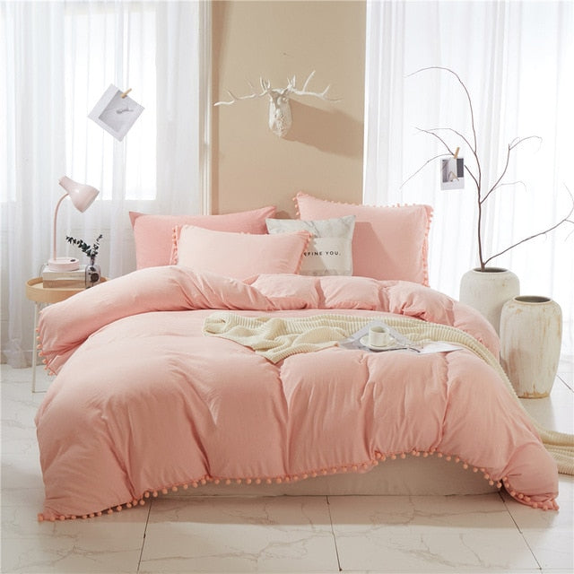 Profet gen terrasse Pink PomPom Bedding Set
