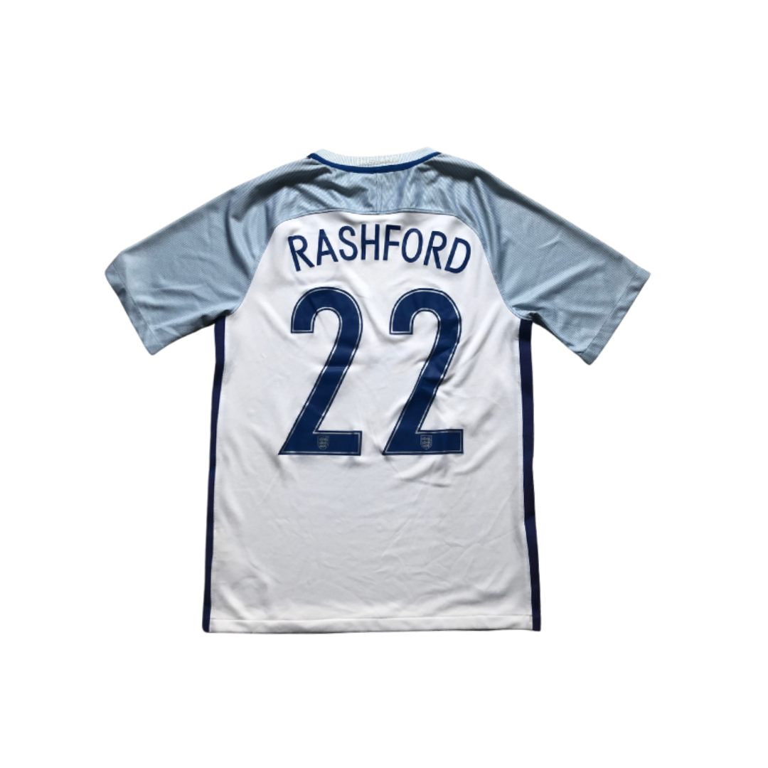 Nike England Marcus Rashford Authentic Match Home Jersey 22/23 w/ World Cup 2022 Patches (White/Blue Fury/Blue Void) Size XL