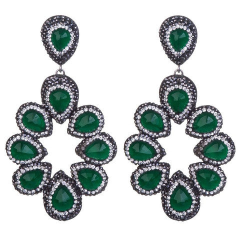 olivia statement Druzy earrings emerald