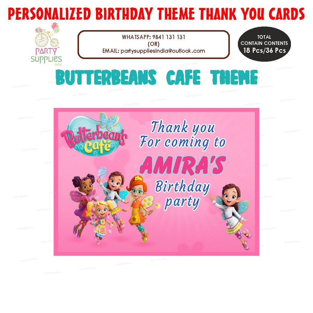 PSI Butter Beans Theme Thank You Card | Birthday party decoration ...