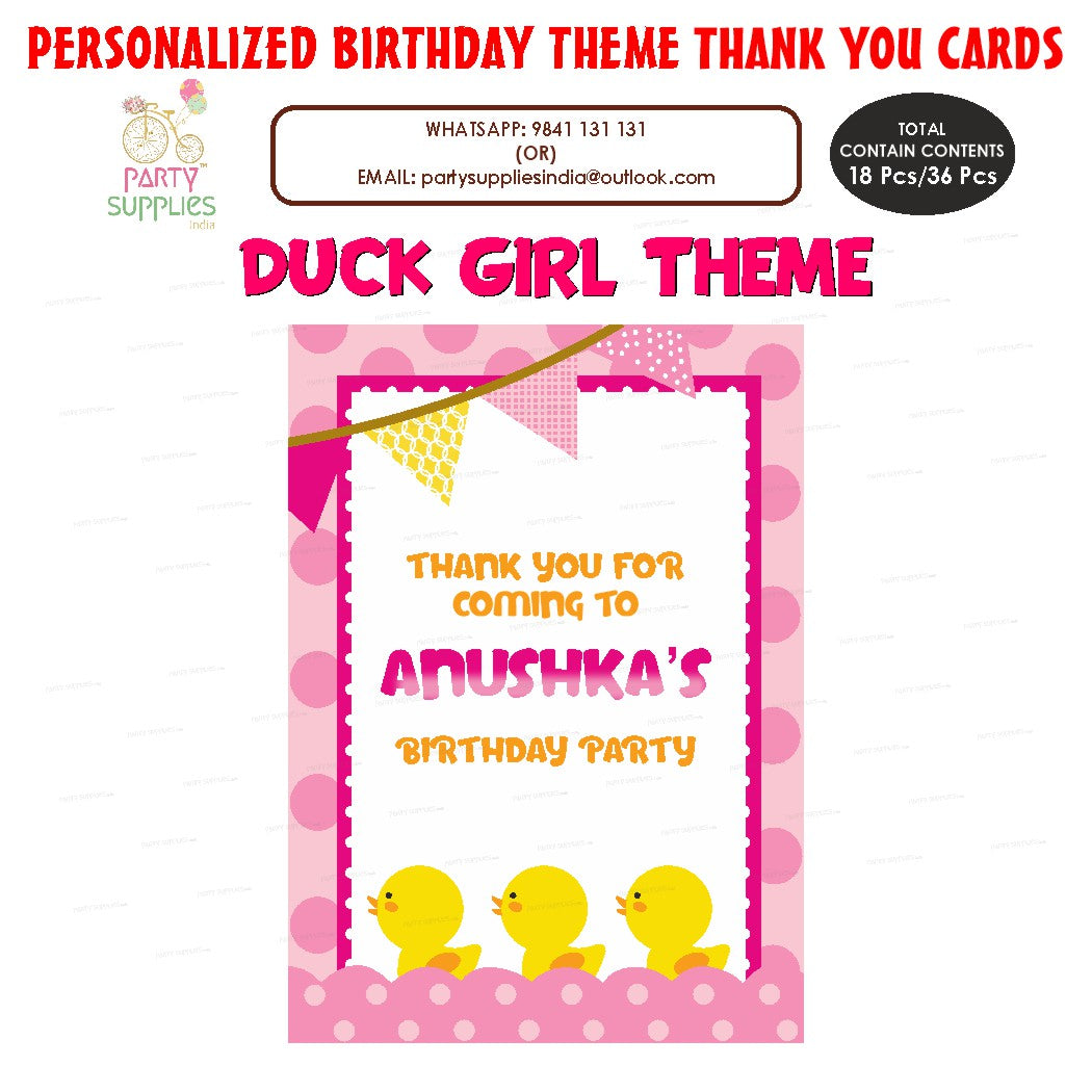 PSI Duck Theme Girl Thank You Card | Party supplies online – Party ...