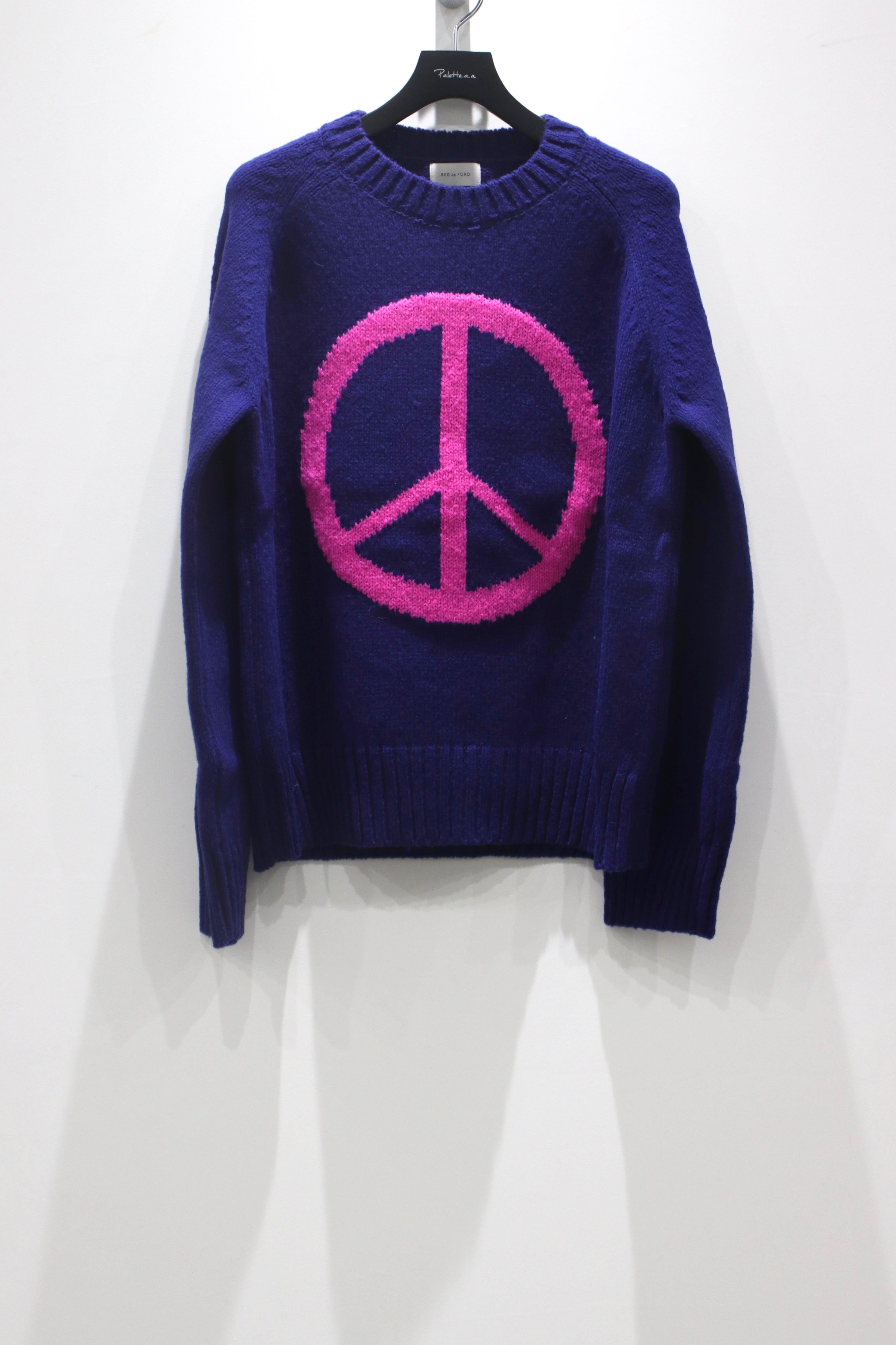 BED J.W. FORD(ベッドフォード)の22aw Peace Symbol Knit BLUEの通販