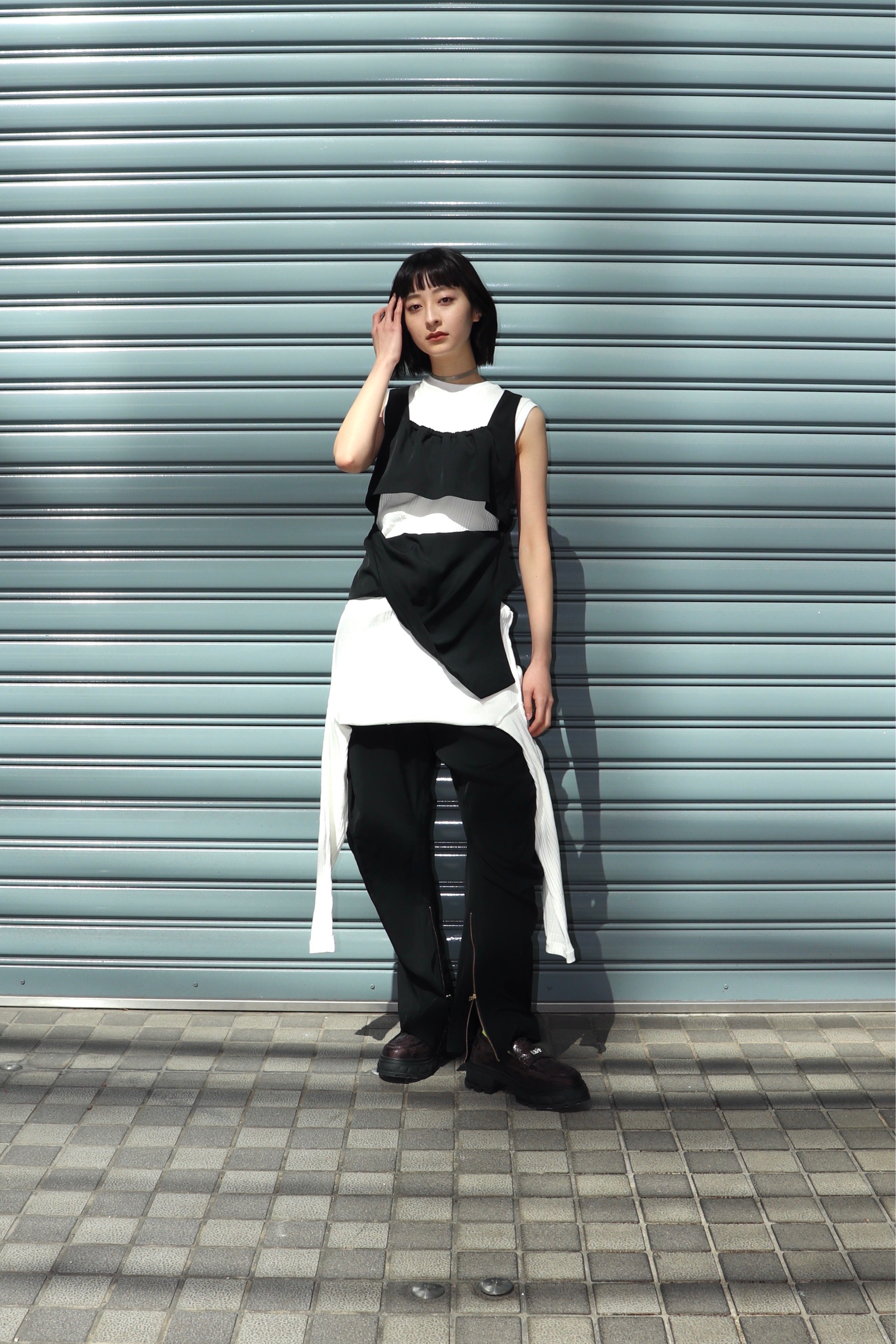 two faced top white / AKIKOAOKI 23SS | ihuomagirls.org