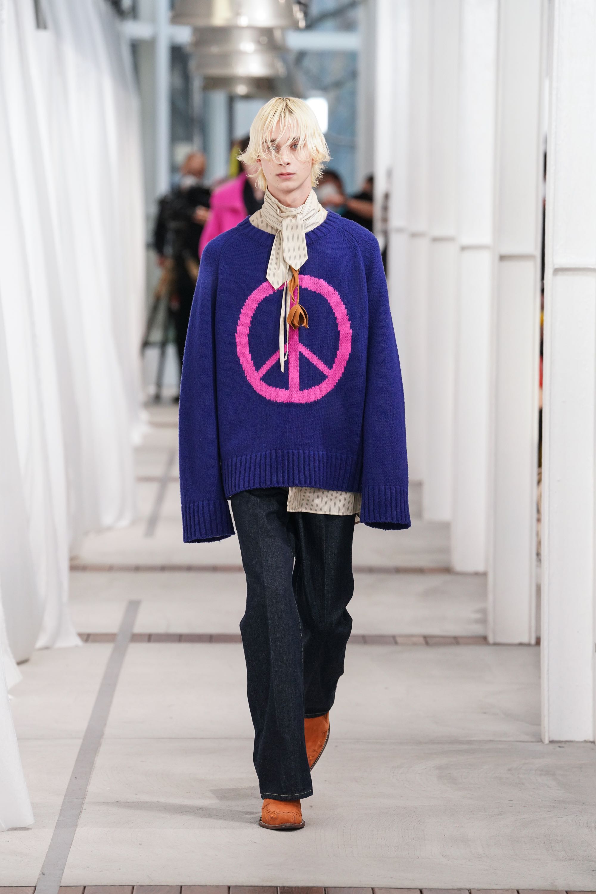 BED J.W. FORD(ベッドフォード)の22aw Peace Symbol Knit BLUE