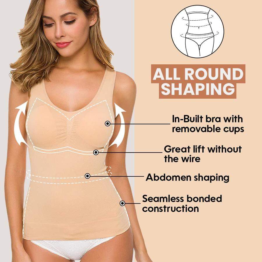 Adamy 3 in 1 Sculpting Body Shaping Cami with Built in Bra Cami Shaper with Removable Pads 
