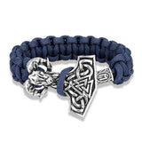 Bracelet Ancre <br>Bête Viking Bracelet Espace Marin Bleu Foncé Argent 