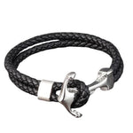 Bracelet Ancre <br>Cuir Noir Bracelet Espace Marin 