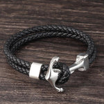 Bracelet Ancre <br>Cuir Noir Bracelet Espace Marin Noir 21cm 