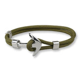 Bracelet Ancre <br>Femme Argent Bracelet Espace Marin Vert Militaire 