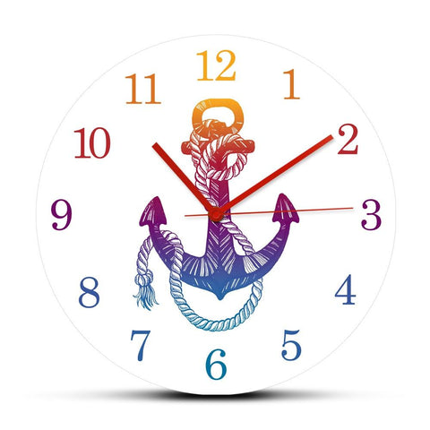 Horloge Ancre Minimaliste Levé du Soleil Espace Marin 